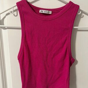 Pink Zara Ribbed Tank/ Woman's Small/ Cropped